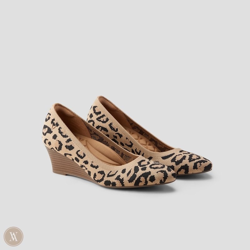 VIVAIA Tamia Wedge Pro Almond-Toe Wedge Dames Donkerleopard | FCB-8395