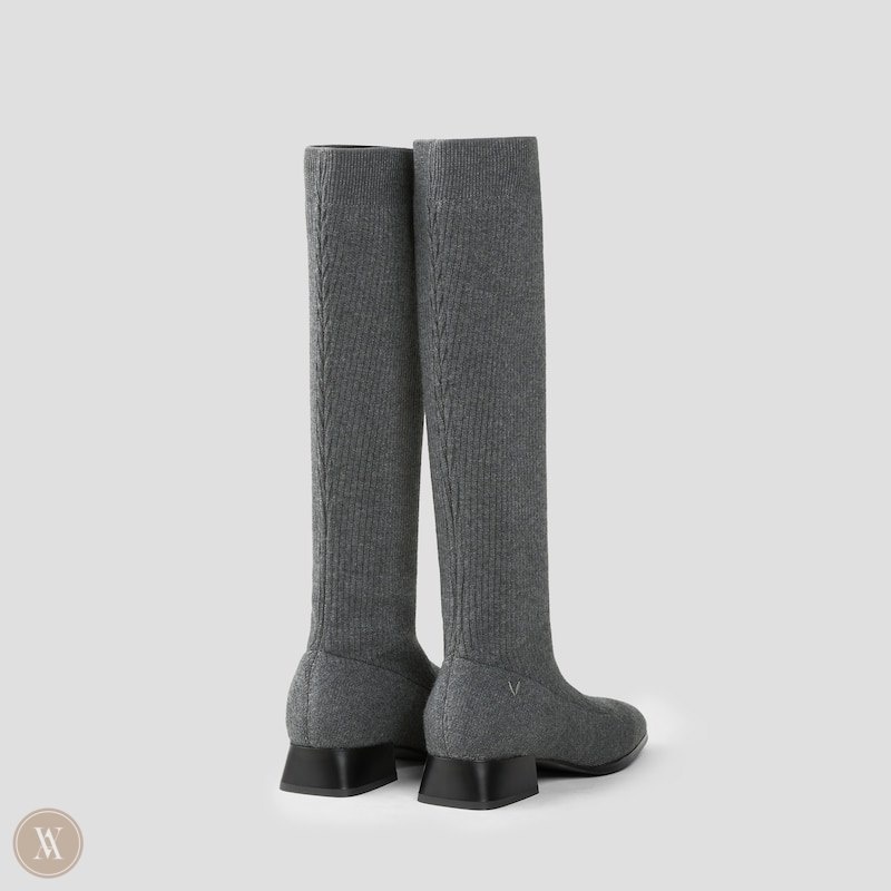 VIVAIA Tara Knee-High Water Repellent Wollen Laarzen Dames Donkergrijs | KIW-0545