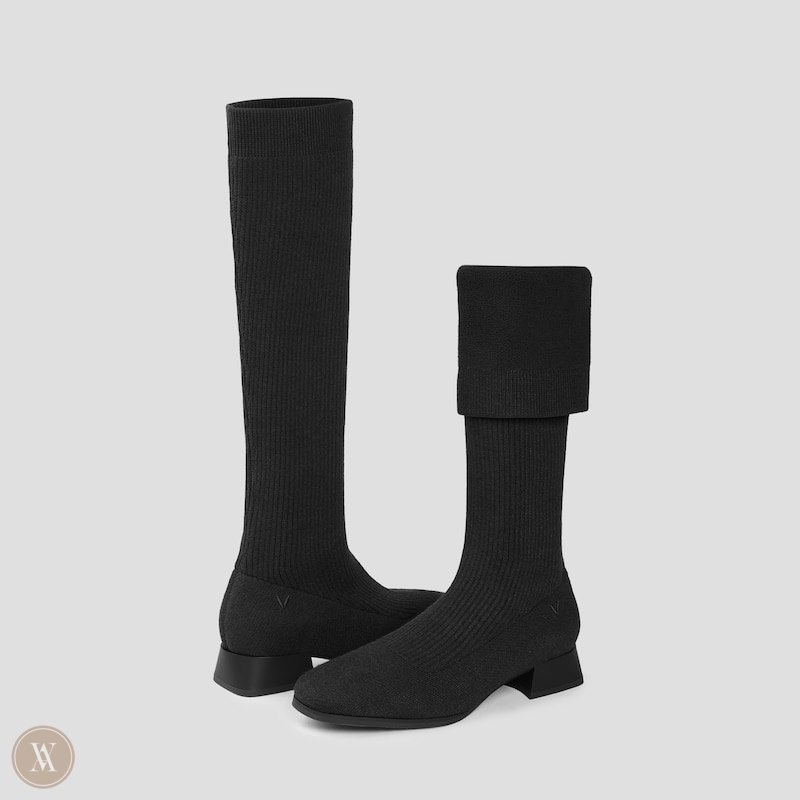 VIVAIA Tara Knee-High Water Repellent Wollen Laarzen Dames Zwart | GUR-9371