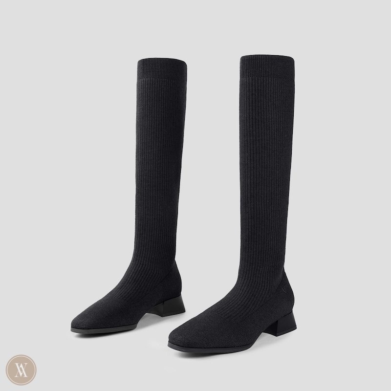 VIVAIA Tara Knee-High Water Repellent Wollen Laarzen Dames Zwart | GUR-9371