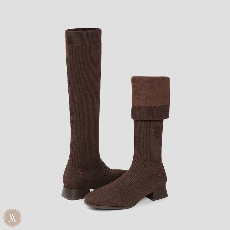 VIVAIA Tara Knee-High Water Repellent Wollen Laarzen Dames Donkerchocola | KUM-8578