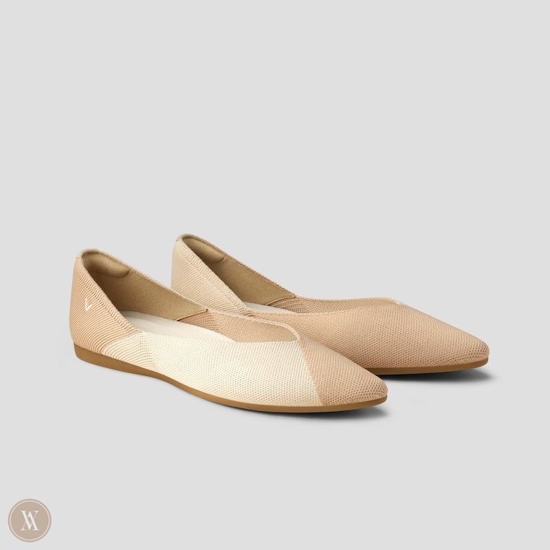 VIVAIA Valencia Pointed-Toe V-Cut Platte Schoenen Dames Beige Bruin | DRV-0330