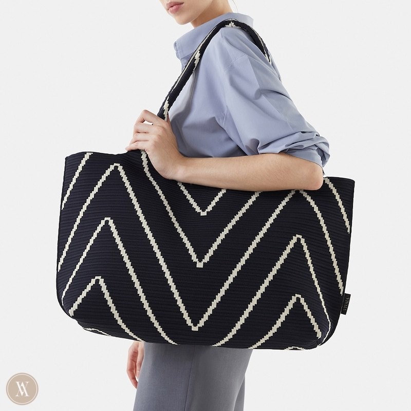 VIVAIA Wallace Tote-Dark Chevron Tassen Dames Donker | BUC-5890